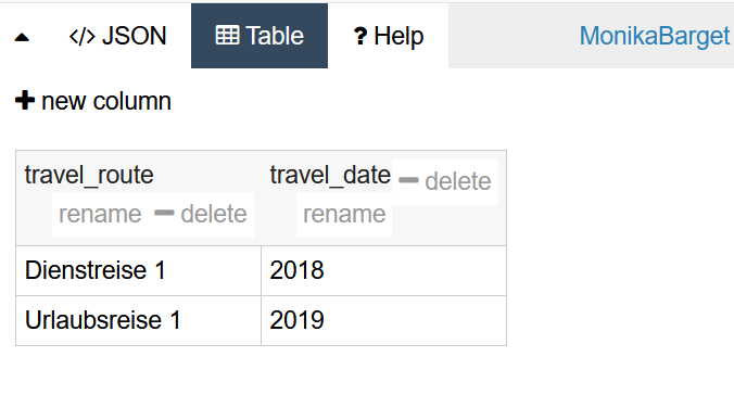 Screenshot: Table view in Geojson.io