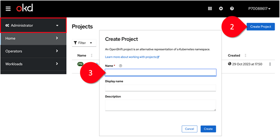 Create Project Screenshot